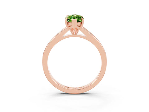 Rose gold Marquise Cut Peridot Solitaire Ring with Pavé Band and Prong Setting_15