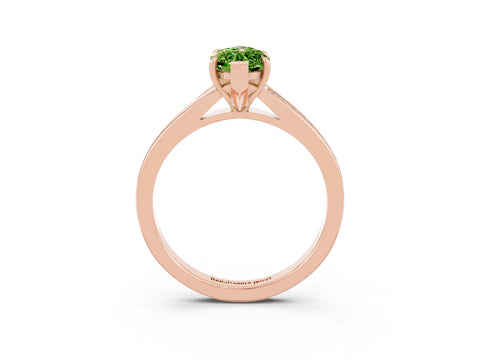 Rose gold Marquise Cut Peridot Solitaire Ring with Pavé Band and Prong Setting_3