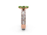 Rose gold Marquise Cut Peridot Solitaire Ring with Pavé and Channel Set Band_2