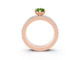 Rose gold Marquise Cut Peridot Solitaire Ring with Pavé and Channel Set Band_3