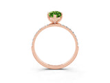 Rose gold Marquise Cut Peridot Solitaire Ring with Pave Band and Four Prong Setting_27