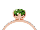 Rose gold Marquise Cut Peridot Solitaire Ring with Pave Band and Four Prong Setting_28