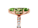 Rose gold Marquise Cut Peridot Solitaire Ring with Pave Band and Four Prong Setting_29