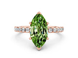 Rose gold Marquise Cut Peridot Solitaire Ring with Round  Pavé Band and Four-Prong Setting_44