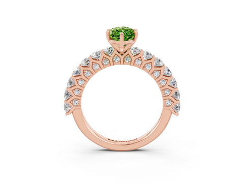 Rose gold Marquise Cut Peridot Solitaire Ring with Shared Prong Pavé Band and Four-Prong Setting_3