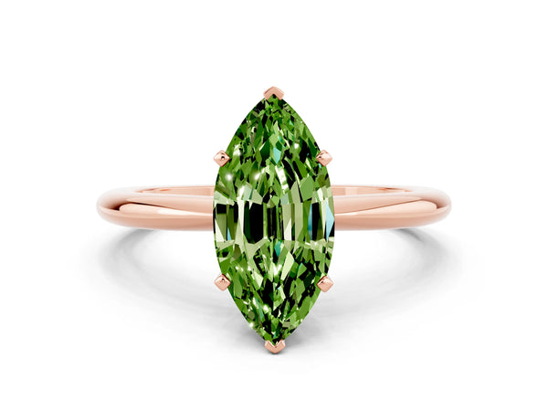Rose gold Marquise Cut Peridot Solitaire Ring with Six-Prong Setting and Classic Band