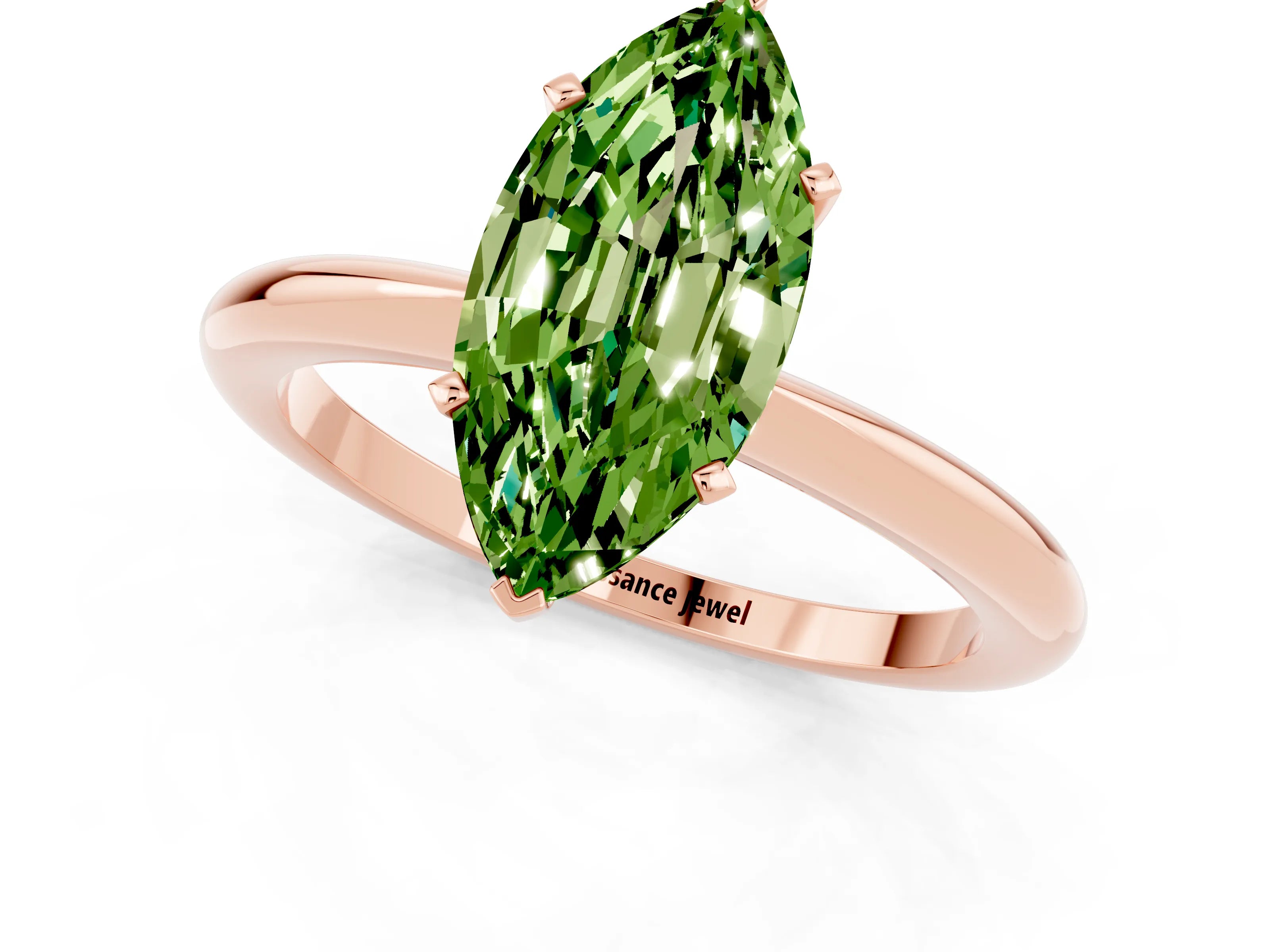 Rose gold Marquise Cut Peridot Solitaire Ring with Six-Prong Setting and Classic Band_1