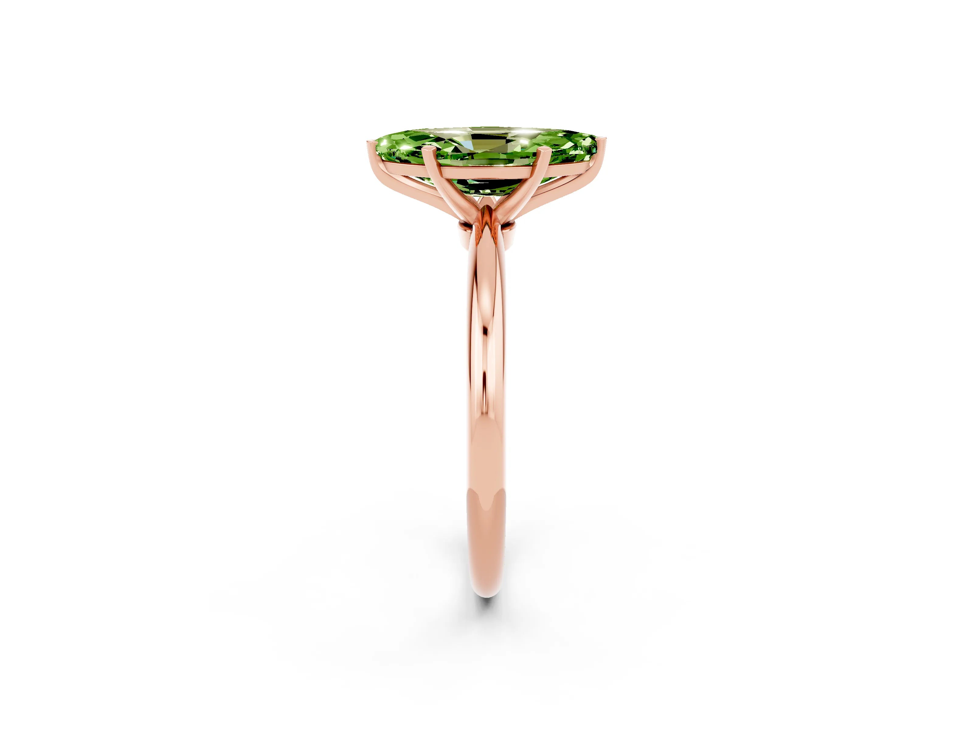 Rose gold Marquise Cut Peridot Solitaire Ring with Six-Prong Setting and Classic Band_2
