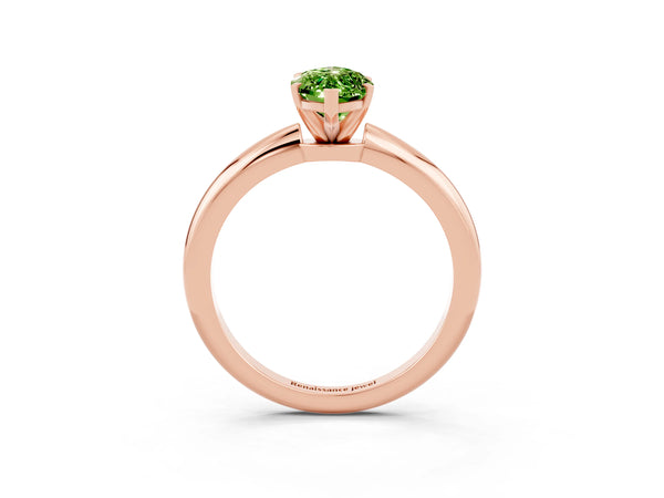Rose gold Marquise Cut Peridot Solitaire Ring with Six-Prong Setting and Classic Band