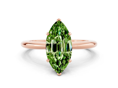 Rose gold Marquise Cut Peridot Solitaire Ring with Six-Prong Setting and Classic Band