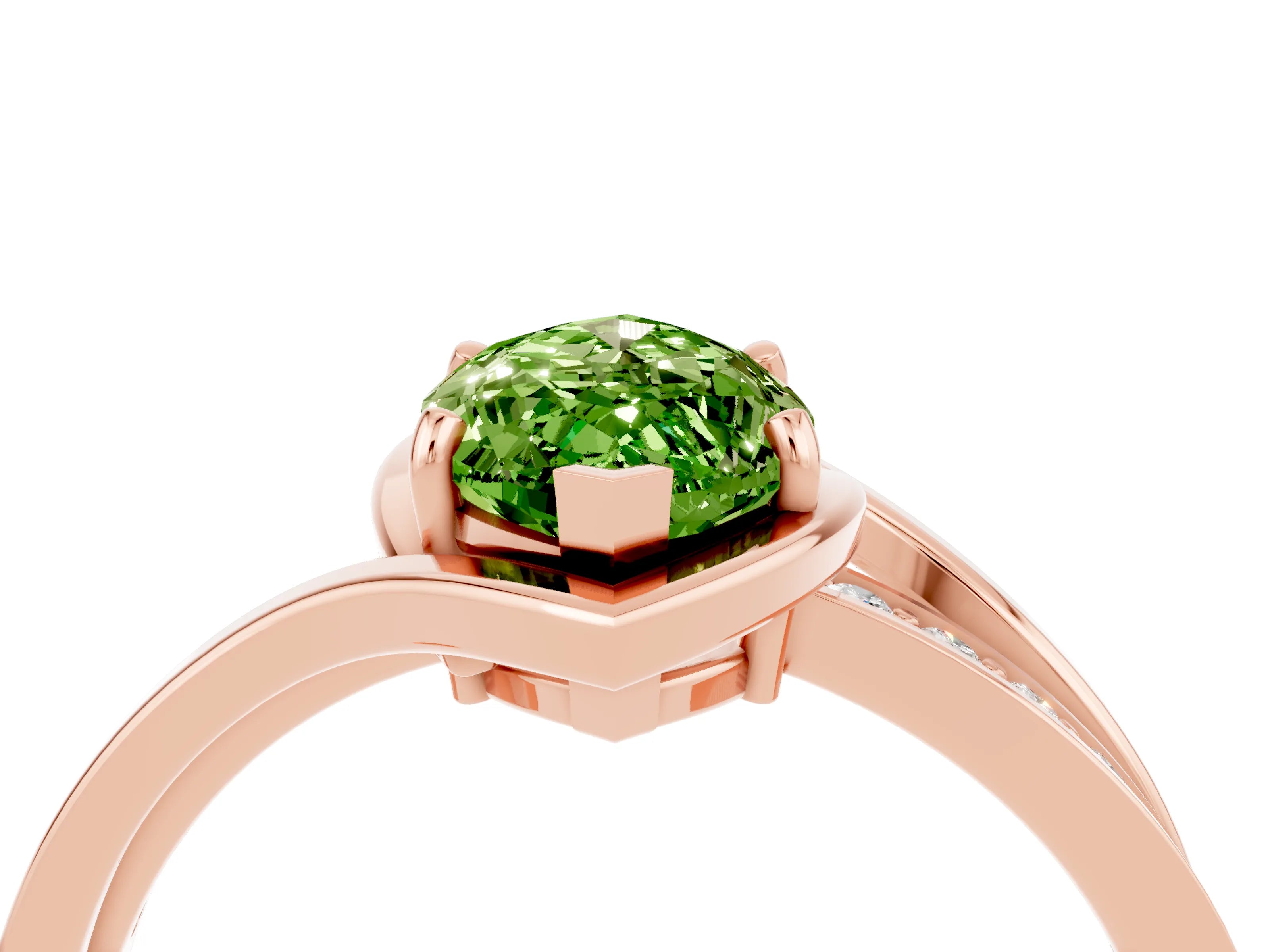 Rose gold Marquise Cut Peridot Solitaire Ring with Split Shank and Prong Setting_4