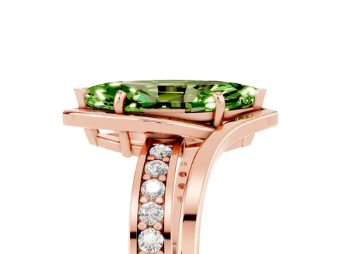 Rose gold Marquise Cut Peridot Solitaire Ring with Split Shank and Prong Setting_5
