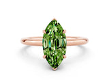Rose gold Marquise Cut Peridot Solitaire Ring with Thin Band and Four-Prong Setting_12