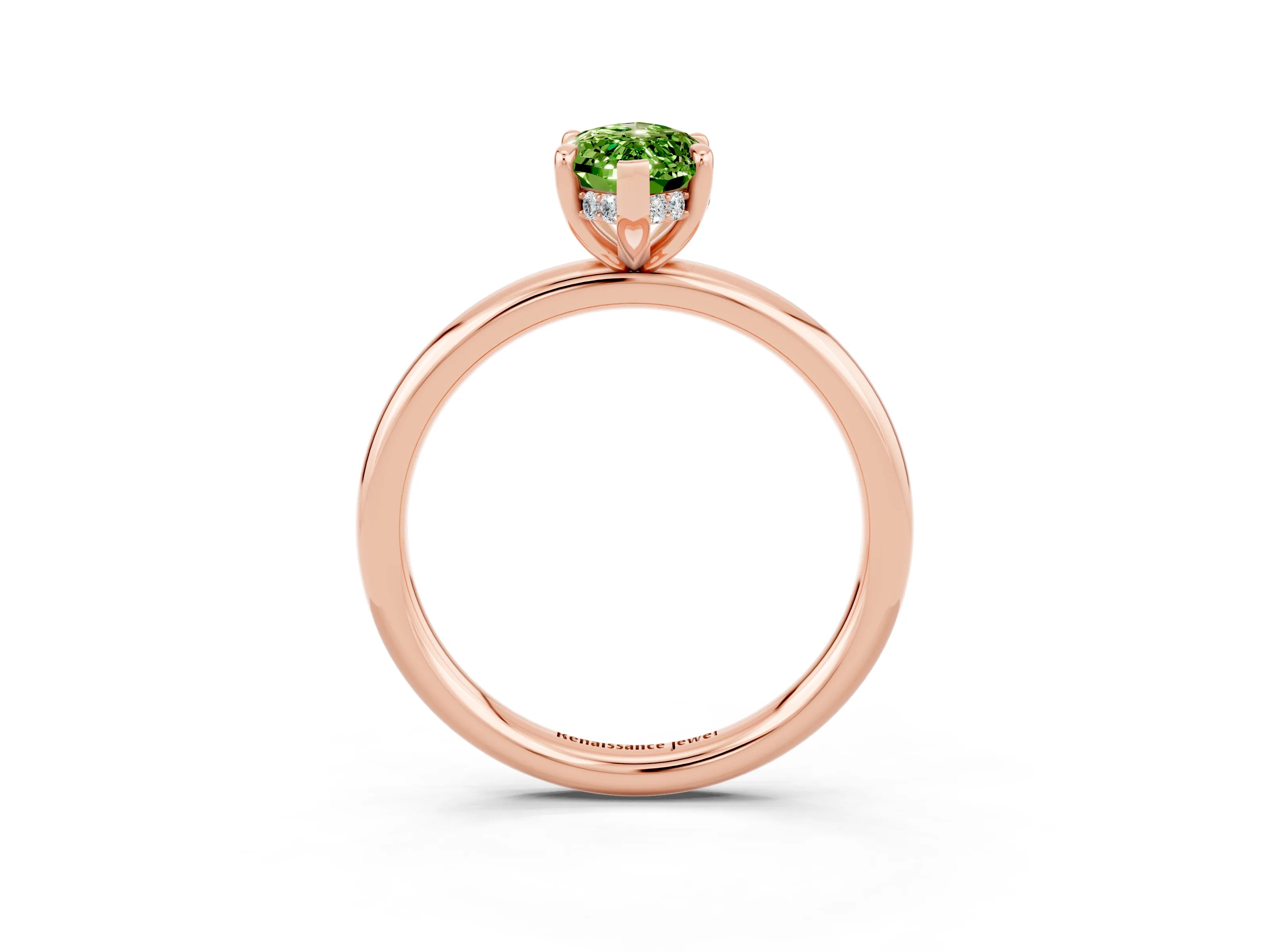 Rose gold Marquise Cut Peridot Solitaire Ring with Thin Band and Four-Prong Setting_15
