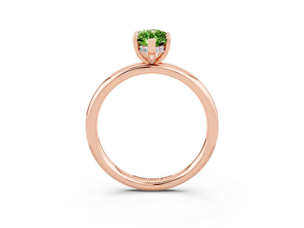 Rose gold Marquise Cut Peridot Solitaire Ring with Thin Band and Four-Prong Setting