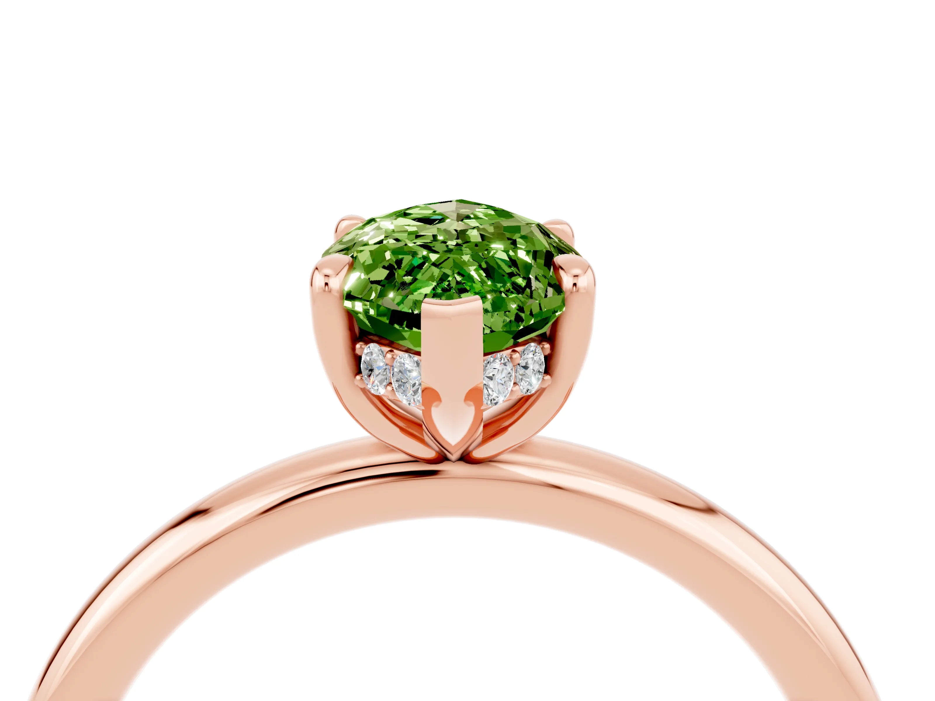 Rose gold Marquise Cut Peridot Solitaire Ring with Thin Band and Four-Prong Setting_16
