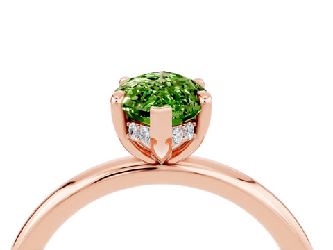 Rose gold Marquise Cut Peridot Solitaire Ring with Thin Band and Four-Prong Setting_16