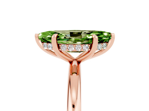 Rose gold Marquise Cut Peridot Solitaire Ring with Thin Band and Four-Prong Setting_17