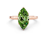 Rose gold Marquise Cut Peridot Solitaire Ring with Thin Band and Prong Setting_12