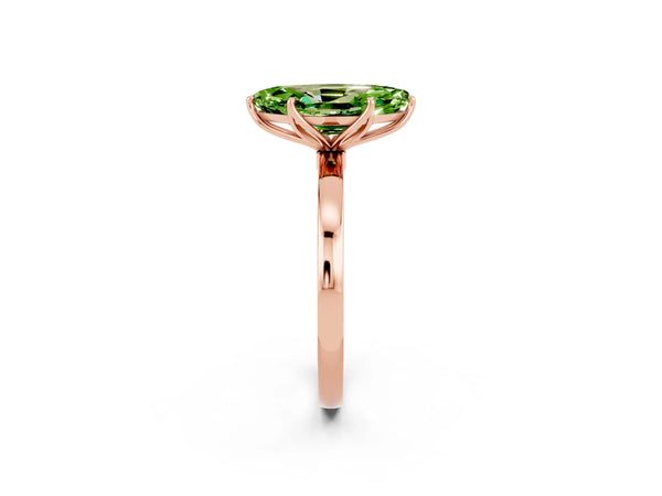 Rose gold Marquise Cut Peridot Solitaire Ring with Thin Band and Prong Setting