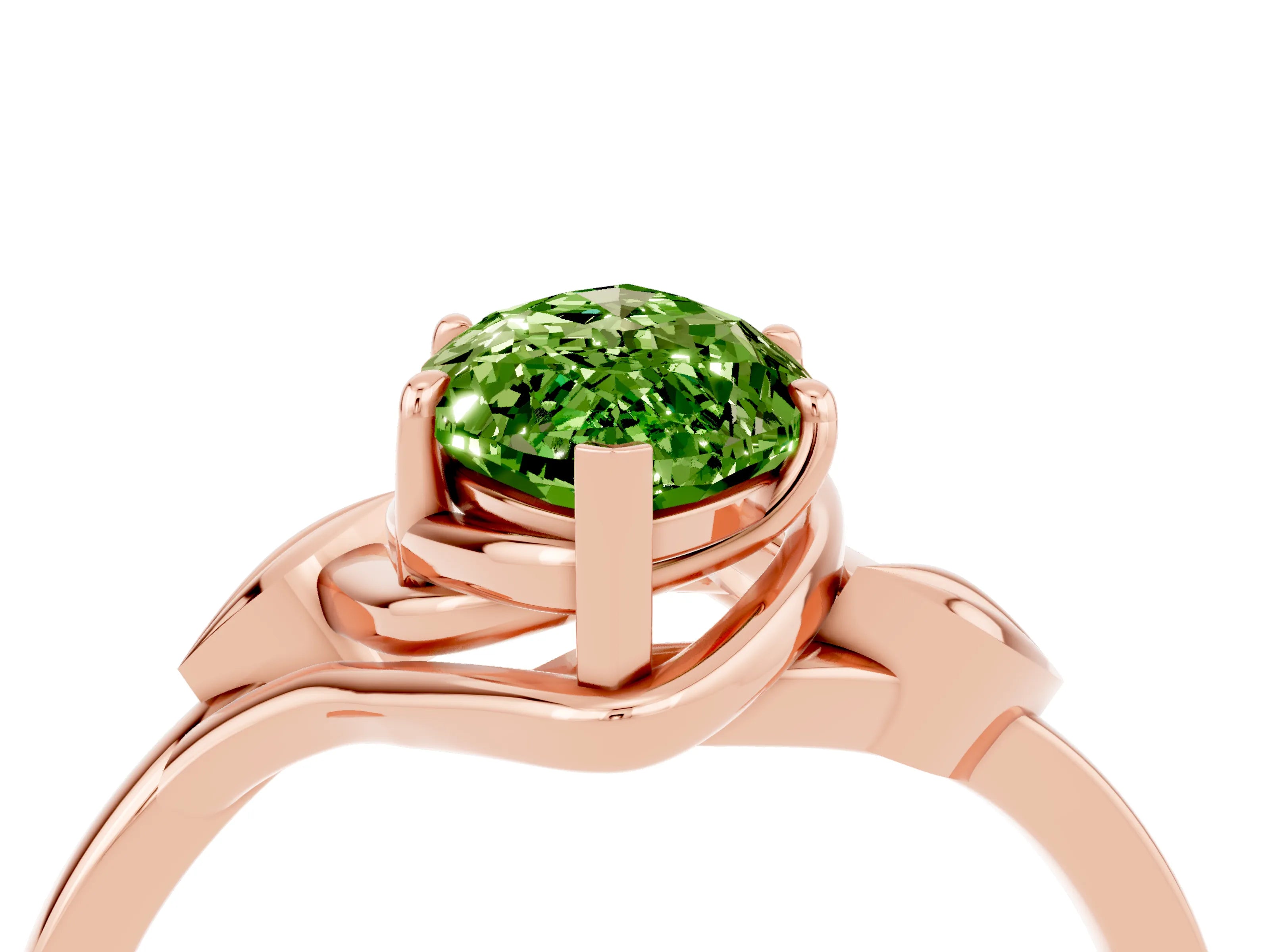 Rose gold Marquise Cut Peridot Solitaire Ring with Twist Band and Four-Prong Setting_28