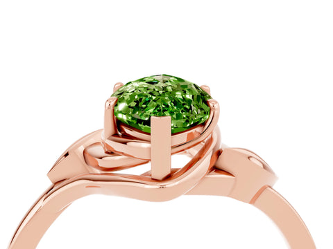 Rose gold Marquise Cut Peridot Solitaire Ring with Twist Band and Four-Prong Setting_28