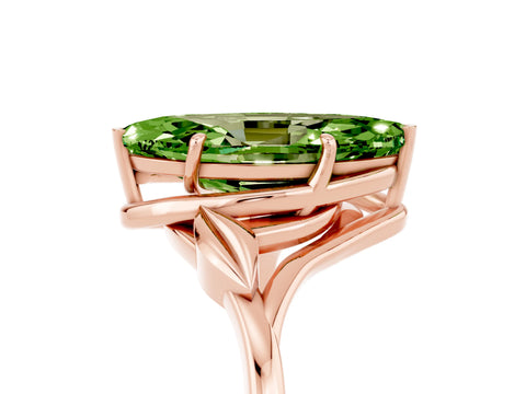 Rose gold Marquise Cut Peridot Solitaire Ring with Twist Band and Four-Prong Setting_29