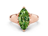 Rose gold Marquise Cut Peridot Solitaire Ring with Wide Band and Prong Setting