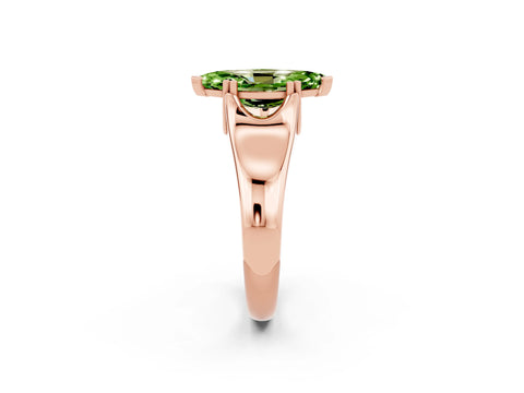 Rose gold Marquise Cut Peridot Solitaire Ring with Wide Band and Prong Setting_2