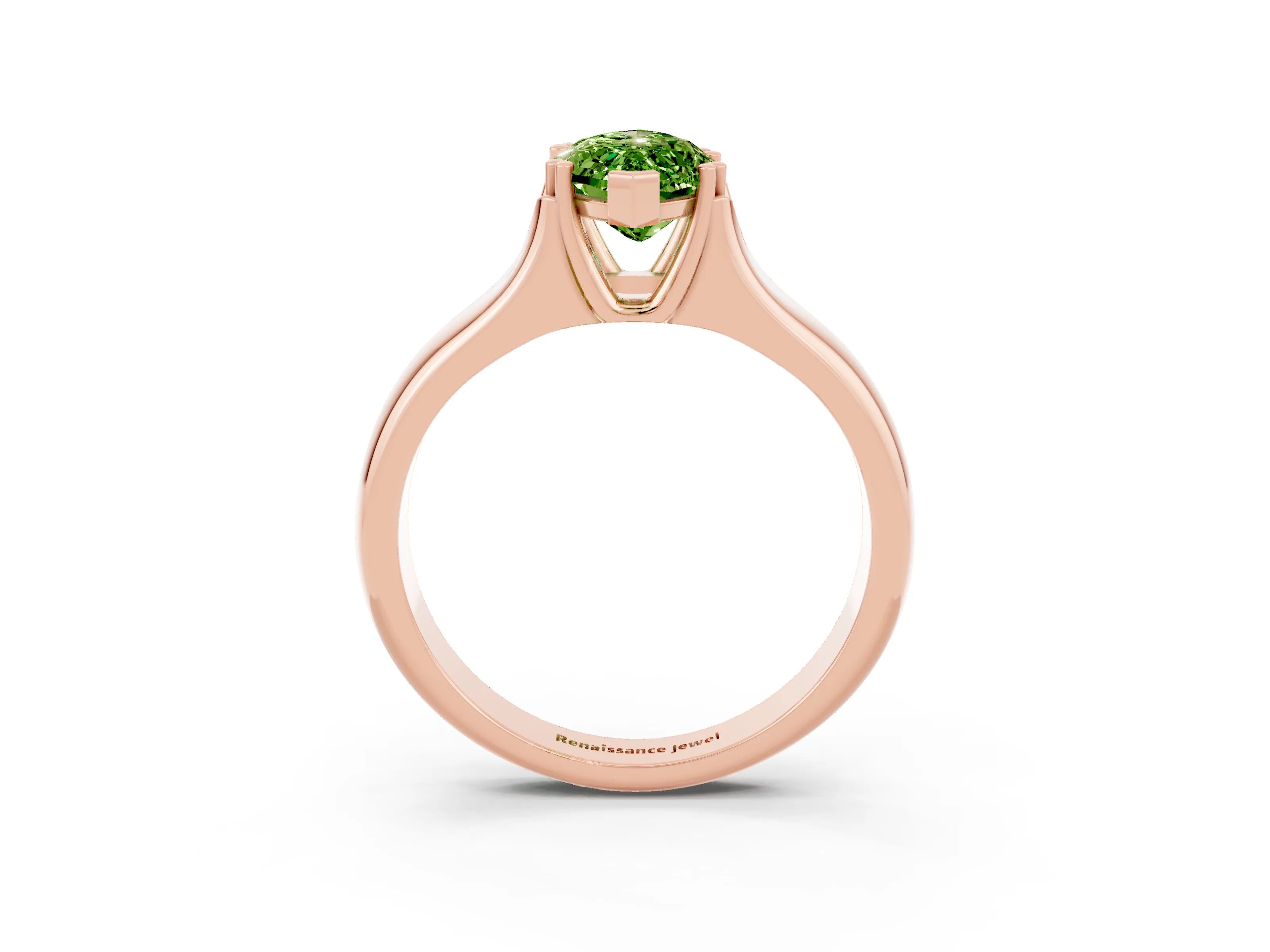 Rose gold Marquise Cut Peridot Solitaire Ring with Wide Band and Prong Setting_3