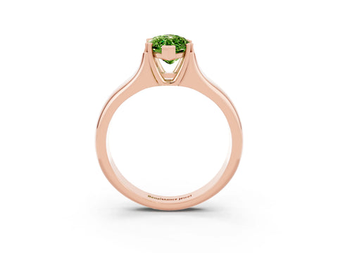 Rose gold Marquise Cut Peridot Solitaire Ring with Wide Band and Prong Setting_3
