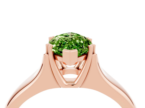 Rose gold Marquise Cut Peridot Solitaire Ring with Wide Band and Prong Setting_4