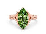 Rose gold Marquise Cut Peridot Solitaire Twist Band Prong Setting Ring_36