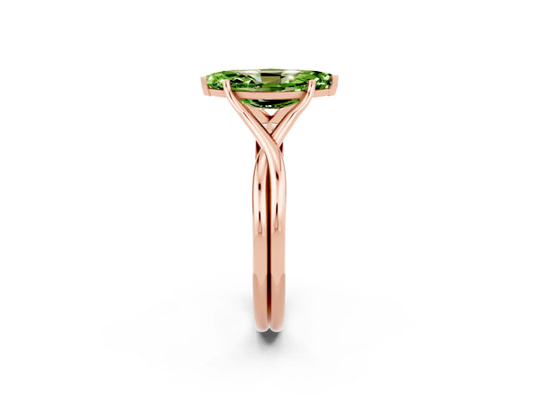 Rose gold Marquise Cut Peridot Solitaire Twist Band Prong Setting Ring