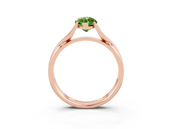 Rose gold Marquise Cut Peridot Solitaire Twist Band Prong Setting Ring
