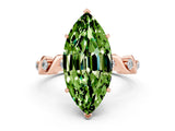 Rose gold Marquise Cut Peridot Solitaire Twisted Band with Round  Accents and Prong Setting_12