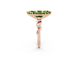 Rose gold Marquise Cut Peridot Solitaire Twisted Band with Round  Accents and Prong Setting_14