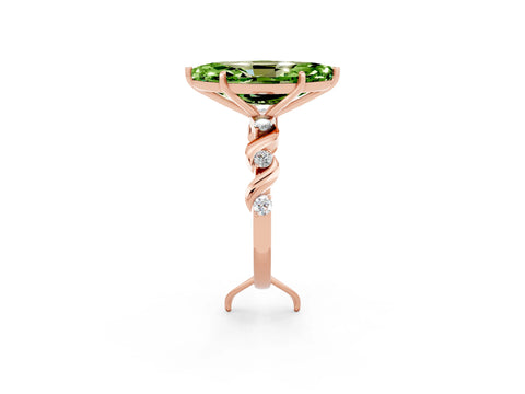 Rose gold Marquise Cut Peridot Solitaire Twisted Band with Round  Accents and Prong Setting_14