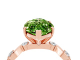 Rose gold Marquise Cut Peridot Solitaire Twisted Band with Round  Accents and Prong Setting_16