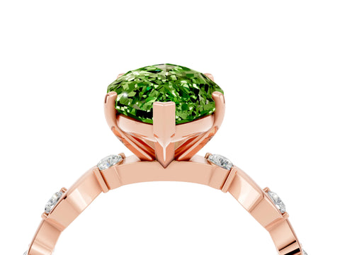 Rose gold Marquise Cut Peridot Solitaire Twisted Band with Round  Accents and Prong Setting_16