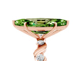Rose gold Marquise Cut Peridot Solitaire Twisted Band with Round  Accents and Prong Setting_17