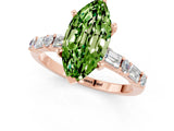 Rose gold Marquise Cut Peridot Solitaire with Side Baguettes and Channel Set Band_1