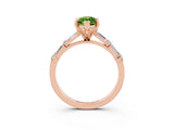Rose gold Marquise Cut Peridot Solitaire with Side Baguettes and Channel Set Band_3