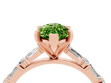 Rose gold Marquise Cut Peridot Solitaire with Side Baguettes and Channel Set Band_4