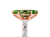 Rose gold Marquise Cut Peridot Solitaire with Side Baguettes and Channel Set Band_5