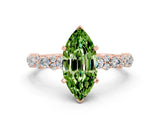 Rose gold Marquise Cut Peridot Solitaire with Side Stones, Pave Band, Four-Prong Setting_36