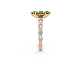 Rose gold Marquise Cut Peridot Solitaire with Side Stones, Pave Band, Four-Prong Setting_38