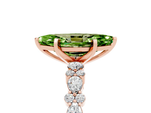 Rose gold Marquise Cut Peridot Solitaire with Side Stones, Pave Band, Four-Prong Setting_41