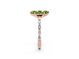 Rose gold Marquise Cut Peridot Solitaire with Side Stones on a Pavé Band and Four-Prong Setting_2