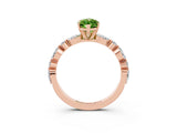 Rose gold Marquise Cut Peridot Solitaire with Side Stones on a Pavé Band and Four-Prong Setting_3